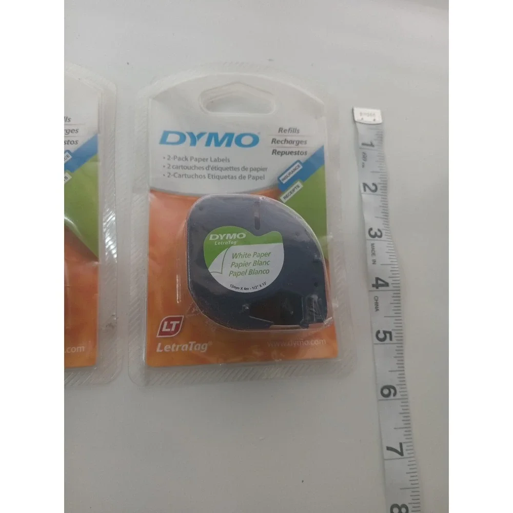 2 Dymo Paper Labels Refill Tape 1/2